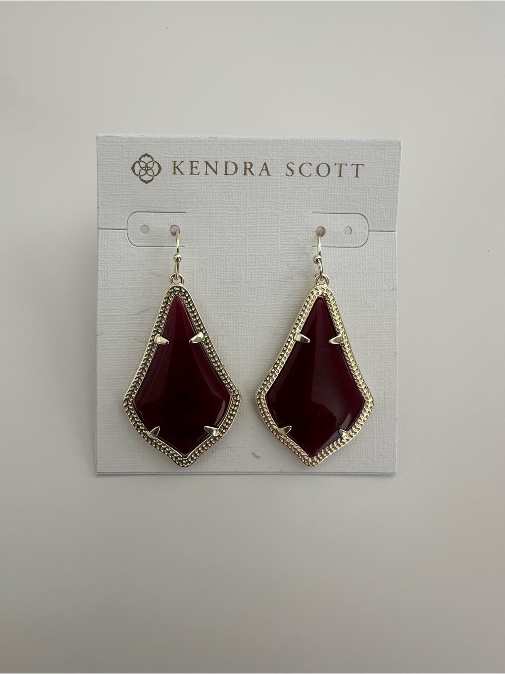 Kendra Scott Gold-Tone Drop Earrings with Deep Wine Stones